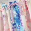 Streetwear Tie Dye Spodnie Kobiety Sznurek Pełna Długość Joggers Spodnie Wysokiej Talia Luźne Sporty Spodnie dresowe Lady Pantalon 210515