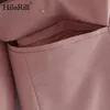 Kobiety Eleganckie Podwójne Breasted Różowe Blazer Mody Biuro Nosić Długi Rękaw Płaszcz Notched Collar Solid Kurtka z kieszeniami 210508