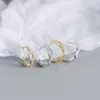 Hoop Huggie Dainty Luxury autentico 925 cristalli di pavimentazione in argento sterlling CZ Diamond Link Circle per piccoli orecchini per donne Girl 3341377