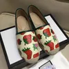 Designer Fisherman Espadrilles Canvas Printing Shoe Italy Vintage Women Bee Genuine Leather Sandals Woman Flat Heel Straw Slides Sandal Luxurys Designers Shoes