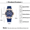 MIS's Watches Chronograph Rose Gold Sport Watch Ladies Diamond Blue Rubber Band Xfcs Analog Female Quartz Wristwatch 210616