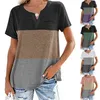 Patchwork Koszulki Letnie V-Neck Krótki Rękaw Worki Topy Dla Kobiet Koszska Koszska 90. Tshirt Streetwear Ubrania Plus Rozmiar 3XL 210604