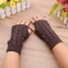 Wool Knitting Arm Warmers Half Finger Hemp Flowers Lovers Knitted Fingerless Gloves Biker Womens Winter Elastic Force 3 2yf M2