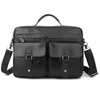 Echtes Öl Wachsen Cowhide Aktentasche echte Leder -Computer -Büro -Taschen für Männer Laptop Business Worktasche Handtasche Bolso Hombre Brief286Q