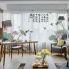 Nowoczesny chiński atrament krajobraz malarstwo tiulowe zasłony do salonu Study wysokiej klasy sypialni słynna El Tulle kurtyna 210712