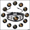 Charm Armband Smycken 12 stjärntecken Snap Knappar Läder 18mm Ginger Horoskop Justerbar Bangle för Kvinnor Män Mode Noosa i Drop Deli