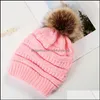 Beanie / Skl Caps Hats Hats、スカーフグローブファッションaessories女の子ニットポンズ帽子37色の女性の毛皮のボールの暖かい葉