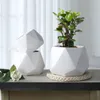 Modern Geometric Ceramic Pot Planter Triangle Faceted Flower Vase Hexagonal Vessel 5.9/6.7/7.7 inch White Black Pink Blue Gray