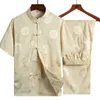 男性の唐スーツのための慣習的な中国の服のためのズボン男性のシャツのオリエンタルドラゴンシャツトップカンフースタンドカラーハンフx0610