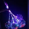 明るいLED BOBO Balloon Stringヘリウム透明なバロンを貼り付ける結婚式の誕生日パーティーの装飾子供たちは明確なLEDのライト風船