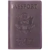 카드 소지자 정품 가죽 미국 여권 커버 빈티지 소 홀더 케이스 남성 여성 여행 지갑 선물
