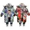 Kids Boys Jackor Vinter Värme Down Coat För Barn Hooded Ytterkläder Kläder Tonårsflickor Kläder Ryska Parkas 211203