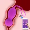 Kobiety 10 -częstotliwość silikonowa Kegal Ball Vibrator aplikacja Bluetooth Wibrutowe zdalne sterowanie jajko gspot masaż masaż seksu zabawka 22154939