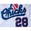 Nikivip Bo Jackson #28 Chicks Movie Baseball Jersey America All Songed White S-3XL High Quality Vintage