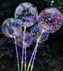 Luminous Balloon Strings Lights 20 inch Print Pattern Transparent Balloons With 70cm Pole 3 Meters Led Line String Wedding Party Decorations Holiday