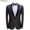 Luksusowa ślubna Kurtka męska Moda Marka Szal Kołnierz Slim Fit Mens Floral Dress Blazers Groom Grooms Mężczyźni Kostium 210522