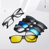 Lens Magnetic Sunglasses Clip Mirrored On Glasses Men Polarized Optical Myopia Frame With Leather Bag1379691