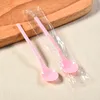 Cuillère en plastique jetable, couverts à Long manche, cuillères à soupe, gâteau à Dessert, gelée, Pudding, outil de crème glacée pour la cuisine