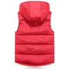 Gettone con cappuccio in cotone per uomo inverno caldo spestito a vento casual casual bambini 3 colori giacca senza maniche rosse maschile gilet classico 211019