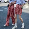 Angleterre femmes été pantalons à jambes larges décontracté ample taille haute élastique automne printemps pantalon ample Harajuku BF fille étudiants pantalon Q0801