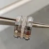 Full Diamond Couple Rings Titanium Steel Silver Love Ring Rose Gold Men Women for Lovers Jewelry Valentine's Day Gift