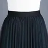 Плиссированная юбка женская высокая талия кружева кружева половина нижней юбки средняя длина стройная упорная одежда на обеих сторонах 210522