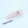 Tubo de fumo de cristal Natural Rose Charit de Quartz Tobacco Wand Brush Brink + Filtros