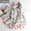 Visrover Fashion Summer Sjaal voor Vrouwen Sjaal voor Lady Viscose Sjaal Tropical Print Sjaal Hoofd Luxe Merk Strand Sjaals Hijab Q0828