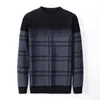 Mäns Tröjor Striped Pullovers Sweater Mens Smart Causal O-Neck Slim Fit Långärmad Jumpers Knitwear Vinter Koreansk stil Casual Clothing