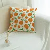 Taie d'oreiller printemps Orange Oranges feuilles vertes imprimées, taie d'oreiller en tissu peluche, décoration de la maison