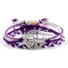 Purple Rope Lucky Bracelets Set for Women Tree of Life Waves Charm Wax String Yoga Bracelet Adjustable Bangles Bohemian Jewelry G1026