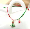 Röd julsträng Armband med Santa Claus Deer Snow Party Trees Justerbar Wrap Ornament Årgåva