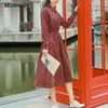 Japonais Mori Girl Automne Hiver Femmes Robe en velours côtelé Vin Rouge Floral Imprimé Rétro Robes À Manches Longues Coréen Doux 210520