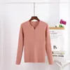 Herfst Bottoming All Match Pullover Sweater Dames Base Inner Slim Long-mouwen Casual Pure Color Gebreide Top Fashion 210520