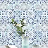 Wallpapers Contate o Papel floral floral Casca e vara removível impermeável auto adesivo Rolo azul Whitetile Whitetile Wallpaper