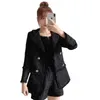 High quality luxury Design Runway Black Tweed Coat Women Autumn And Winter Jacket Elegant Outerwear Womens Coats And Jacket 210514