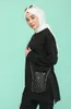 Этническая одежда асимметричный спортивный костюм прямой безмолв с длинным рукавом с нулевым воротником сезон твердый цвет женщин мусульманский модный хиджаб спортивный касу