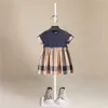 2021 New Fashion Summer Dresses Toddler Barnbarn Flickor Patchwork Striped Casual Kläder Prinsessan Klänningar 0-2Years Girl Clothes Q0716