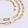 Chains 4mm Width Gold Color Paperclip Link Chain Necklaces Women Men Stainless Steel Necklace Wholesale Party 40cm 45cm