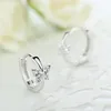 Cute Solid 925 Sterling Silver White CZ Butterfly Stud Earrings for Women Child Girls Kids Bridal Wedding Plata Jewellery