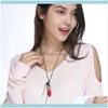 Pendant & Jewelry 1Pcs Fashion Women Men Handmade Vintage Resin Wood Necklaces Pendants Long Rope Wooden Necklace Dropship Drop Delivery 202