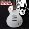 Benutzerdefinierte Arcade Button Killswitch Buckethead Signature Alpine White E-Gitarre Ebenholzgriffbrett ohne Inlays 24 Jumbo-Bünde oben S8908949