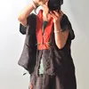 Johnature Camicie estive in stile cinese per le donne Patchwork Camicette vintage Bottoni in lino Camicie con scollo a V in stile giapponese 210521