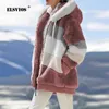 Mode Hiver Femmes Manteau Lâche Peluche Chaud Veste À Capuche Casual Multicolore Épissage Fermeture À Glissière À Manches Longues Dames Manteaux 5XL 210909