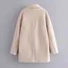 Cappotto di lana invernale caldo solido Elegante colletto rovesciato da donna Manica lunga Outwear s Chi femminile spesso 210515