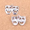 39st Antik Silver Bronze Plated Comedy Tragedy Masks Charms Pendant DIY Halsband Armband Bangle Fynd 31 * 23mm
