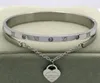 Bracelet Femmes Hanging Heart Label Forever Love Pulseira Titanium Steel Bangle Bracelets for Women Jewelry GC471