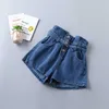 2-7 years high quality girl clothing set Spring fashion tiered ruched solid shirt + denim pant kid children clothing 211021