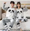 Vinter långärmad par tjock varm flannel pajama uppsättningar för män söta tecknade sovkläder pyjamas kvinnor homewear hem kläder 211110