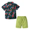 Sommar spädbarn baby pojkar kortärmad tröja + shorts kläder sätter barn pojke utskrift kläder kostymer 210429